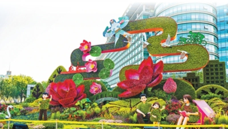 千家万盆鲜花祝福祖国  北京市民自育花卉亮相长安街国庆主题花坛